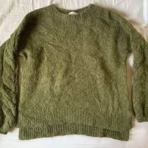 bell sleeve green sweater